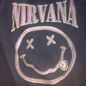 NWT NIRVANA Navy Blue Smiley Face Sweatshirt size M